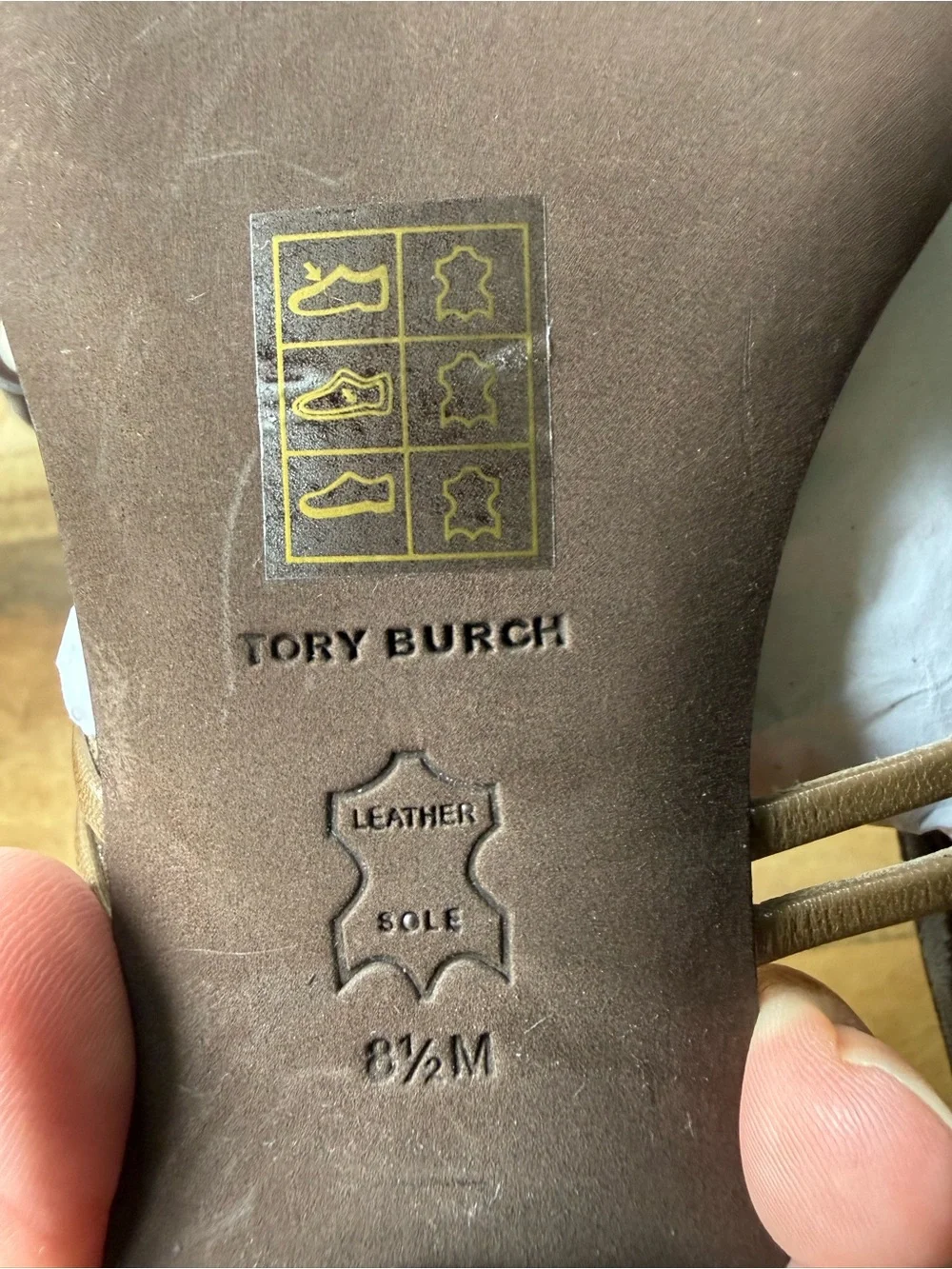 *New Tory Burch Marquetry Flat Disk Multi-color  leather sandal sz 8.5